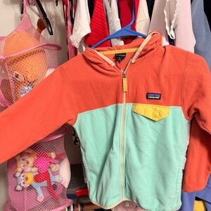 Patagonia Kids' Coral and Mint Fleece Hoodie